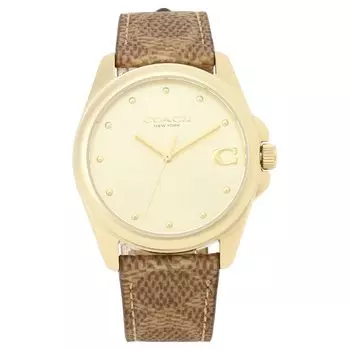 Часы GRASON Signature C Canvas 36 мм циферблат из желтого золота кварцевые часы 14504111 коричневые [Coach] женские [Товар]