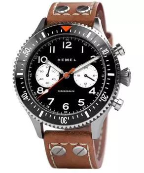 Часы Hemel Reverse Panda Chronograph с керамическим безелем черного цвета с циферблатом Super-LumiNova C3, кварцевые, HF12 100M, мужские чёрный