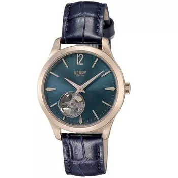 Часы HERITAGE SIGNATURE Navy Dial Stainless Steel Mineral Glass Automatic 34MM Regular Guarantee Watch [Henry London] HL34-AS-0458 [Товар] тёмно-синий