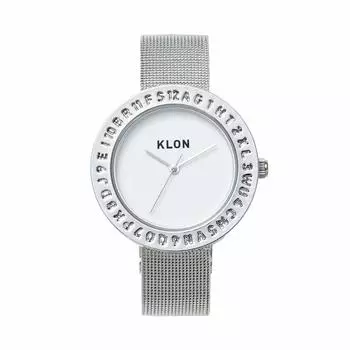 Часы-клон klon Стильные простые часы KLON ENGRAVE TIME 33 мм мужские женские -SILVER MESH-