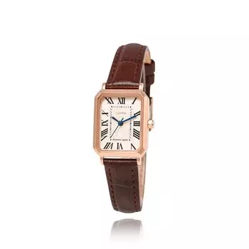 Часы LLOYD Awesome Square Classic Signature из коричневой золотой кожи LL2G20410XGR