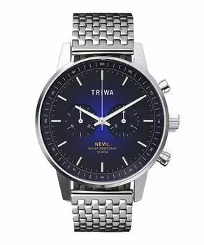 Часы мужские TRIWA NEVIL Chronograph с синим циферблатом и серебряным ремешком NEST130-BR021212, регулярный импорт, Швеция, скандинавский дизайн