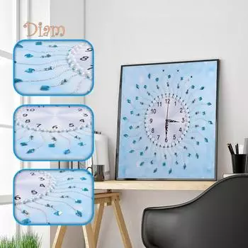 Часы настенные Hara 35x35 см, вышивка крестом, сделай сам, частичная многофигурная алмазная живопись, декор one size