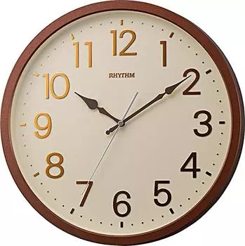 Часы настенные кварцевые RHYTHM аналоговые Horloge Refre Quiet Continuous Second Arrow коричневые (Цвет металлик) РИТМ 8MGA39SR06