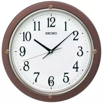 Часы настенные радиочасы Seiko аналоговые коричневые металлические KX217B коричневый