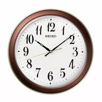 Часы настенные радиочасы Seiko коричневые металлические диаметр 335x48 мм KX261B