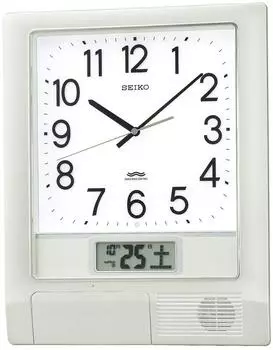 Часы настенные Seiko Часы офисного типа с функцией программирования даты и календаря радиоволны аналоговые серебристые металлические PT201S