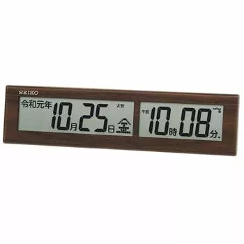 Часы настенные Seiko Clock Double Use Настольные часы Radio Wave Digital Era Display Brown Wood Grain Pattern SQ441B