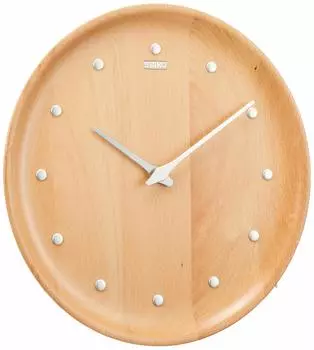 Часы настенные Seiko Clock из натурального дерева, диаметр 270 x 37 мм, аналоговые, KX622H