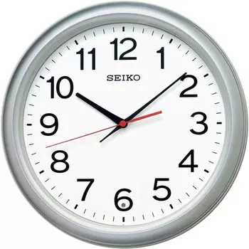 Часы настенные Seiko Clock офисного типа радиоволновые аналоговые серебристые металлические диаметр x KX250S 30,7 4,7 см