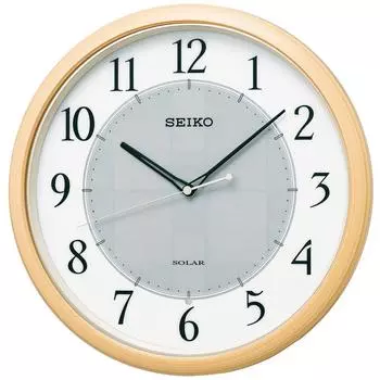 Часы настенные Seiko Clock Radio Wave Analog светло-коричневые с текстурой дерева SF243B SOLAR+