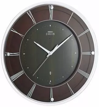 Часы настенные Seiko Clock темно-коричневые деревянные диаметр 360x48 мм радио аналоговые SEIKO EMBLEM HS558A
