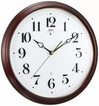 Часы настенные Seiko Clock темно-коричневые деревянные диаметр 290 x 44 мм радио аналоговые SEIKO EMBLEM HS553B