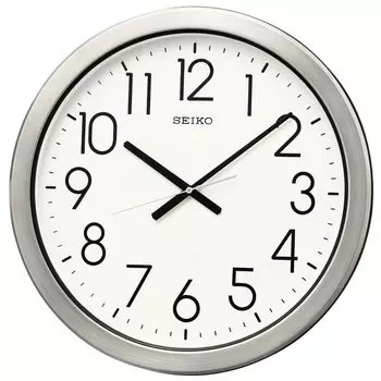 Часы настенные Seiko офисного типа большие кварцевые аналоговые влагостойкие пыленепроницаемые металлическая рама KH407S