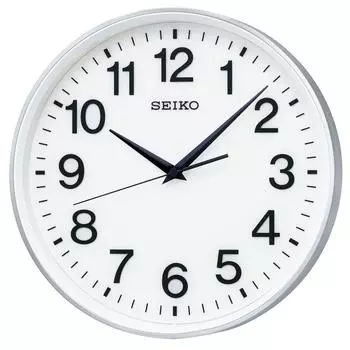 Часы настенные Seiko офисного типа спутниковые радиоволновые аналоговые серебристые металлические GP217S
