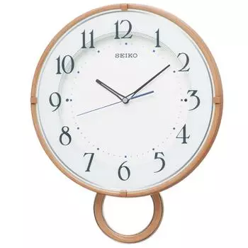 Часы настенные Seiko радио аналоговые декоративные маятниковые светло-коричневые с рисунком под дерево PH206A SEIKO