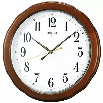 Часы настенные Seiko радио аналоговые деревянная рамка коричневое дерево KX326B коричневый