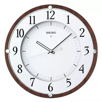 Часы настенные Seiko радио аналоговые деревянная рамка коричневое дерево KX373B коричневый