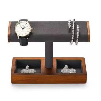 Часы Oirlv Watch 2 4 деревянные совместимые с приемлемыми купюрами SM19102 Подставка, детали, детали, дисплей, хранение, фотография, роскошь, стильный, (Темно-серый)