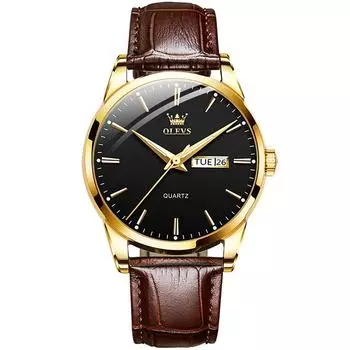 Часы OLEVS Watch Arm Watch Стильные ультратонкие кварцевые часы с кожаным ремешком и аналоговым дисплеем даты для мужчин