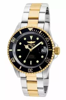 Часы Pro Diver Automatic, корпус 40 мм, сталь, золотой ремешок из нержавеющей стали, черный циферблат, 8927OB, серебристый [Invicta] Мужские [Товар]