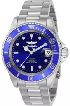 Часы Pro Diver Automatic, корпус 40 мм, ремешок из нержавеющей стали, синий циферблат, 9094OB, регулярный импортный продукт [Invicta], мужские серебряный