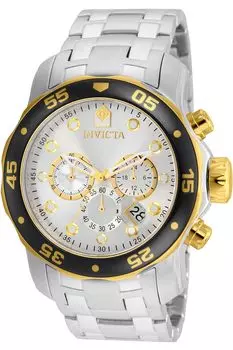 Часы Pro Diver Quartz 48 мм Корпус Серебряный Ремешок Из Нержавеющей Стали Серебряный Циферблат 80040 [Invicta] Мужские [Товар]