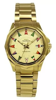 Часы с 3 стрелками и датой T9B99GC Gold [Technos] Мужские