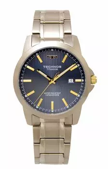 Часы с датой из титана T9B78IN Silver [Technos] Мужские синий