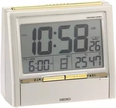 Часы Seiko Часы Seiko Будильник TALK LINER Голосовой сигнал времени Голосовой будильник Двуязычное переключение Календарь Температура Влажность Дисплей Радиоволна золотой