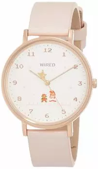 [Часы Seiko] Наручные часы Wired Super Mario Brothers Limited 1200 Pieces Розовый циферблат Розовый ремешок из телячьей кожи AGAK707 Мужские розовые