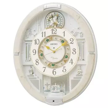 Часы Seiko настенные часы Karakuri часы радиочасы аналоговые Karakuri тройной выбор мелодии вращающийся декор слоновая кость мраморный узор RE576A