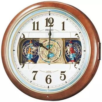 Часы Seiko настенные часы Karakuri часы радиочасы аналоговые Karakuri 6 песен мелодия коричневый мраморный узор RE559H
