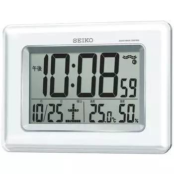 Часы Seiko настенные часы настольные часы радио цифровой календарь дисплей температуры и влажности белый жемчуг SQ424W SEIKO