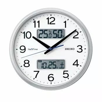 Часы Seiko настенные часы офисного типа радио аналоговый календарь дисплей температуры и влажности Seiko 06Silver Metallic 02 диаметр 31 см ZS251S