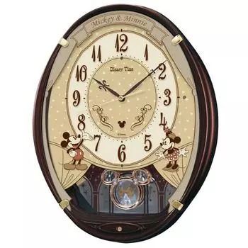 Часы Seiko настенные часы персонаж Дисней Микки Маус Минни Маус радиоволна аналоговые 6 песен мелодия Дисней время коричневый металлик FW579B