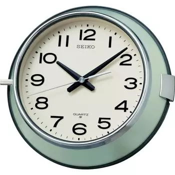 Часы Seiko настенные ретро аналоговые пылезащитные офисные металлические рамки светло-зеленые KS474M