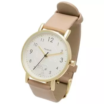 Часы Snoopy Analog Leather Strap Zigza Etched Watch Beige [Perfect World] Женские PNT043-2 бежевый