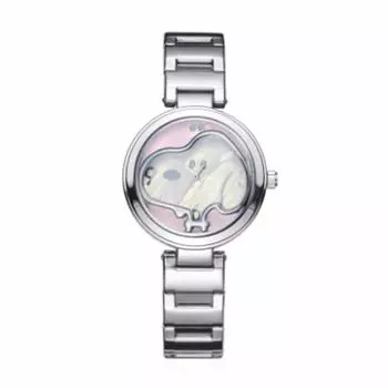 Часы Snoopy Diamond Watch в честь 70-летия Peanuts Premium Watch с натуральным бриллиантом, ограниченная серия из 2000 экземпляров с серийным номером, розового цвета розовый