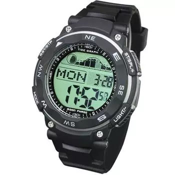 Часы Tide Graph 100m Водонепроницаемые цифровые часы [Rad Weather] Дайверские (черный (Обычный ЖК-дисплей))