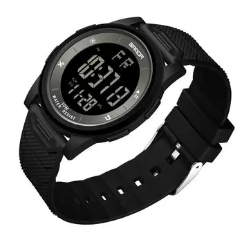 Часы Timever Digital Arm Watch для мужчин, тонкие, удобные, водонепроницаемые, светодиодный будильник, спортивный секундомер, простая инструкция на японском языке чёрный