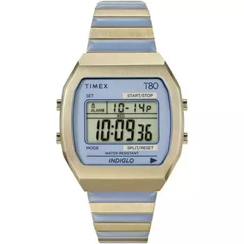 Часы Timex 80 Timex 80 Синий циферблат Нержавеющая сталь Акрил Кварцевые часы Бренд TW2W40800 Золото [TIMEX] Женские [Товар] золотой