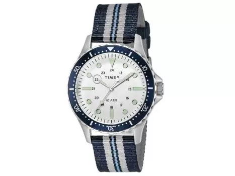 Часы TIMEX Navy XL с белым циферблатом, кварцевые, 41 мм, TW2U11000, мужские, нейлоновый ремешок, нержавеющая сталь