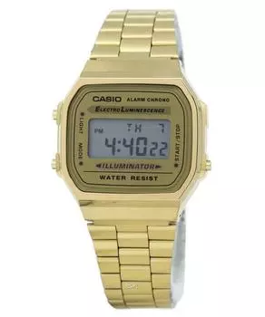 Часы унисекс Casio Digital Alarm Chrono из нержавеющей стали A168WG-9WDF A168WG-9W золотой
