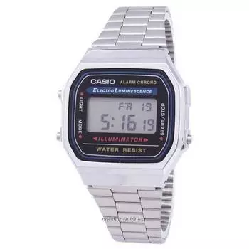 Часы унисекс Casio Digital Alarm Chrono Stainless Steel A168WA-1WDF A168WA-1W серебряный