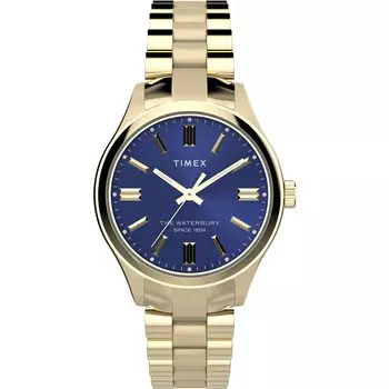 Часы Waterbury Traditional Blue Dial Stainless Steel Mineral Glass Quartz Watch Brand TW2W40300 Gold [TIMEX] Женские [Товар] золотой
