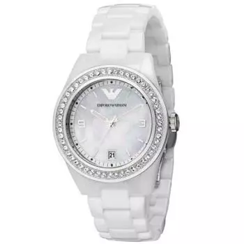 Часы женские Emporio Armani Crystal Mother of Pearl White Ceramic AR1426 [Товар]