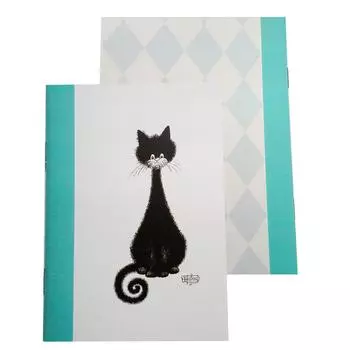 Chats Dubout [Q9233] - Блокнот Chats Dubout зеленый белый черный (спиральный кот) - 14. 7x10. 5 см