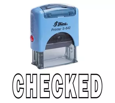 CHECKED Self Inking Rubber Stamp Office Стационарная индивидуальная блестящая печать Impression Area 14 mm x 38 mm красный