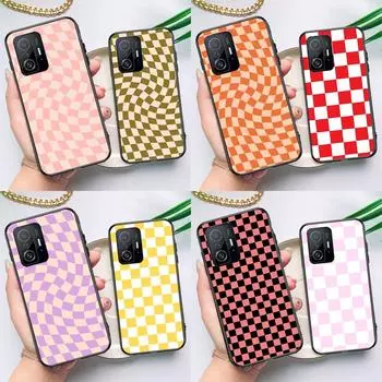Checkerboard Pattern Mustard Yellow Case For POCO F5 X5 X3 Pro X4 F4 GT F3 M5s C40 Cover For Xiaomi 13 12 Lite 11T 12T Pro 12X POCO F4